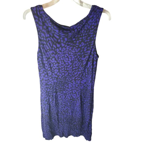 Loft Sleeveless Purple/Black Animal Print Dress, Medium - Picture 3 of 6